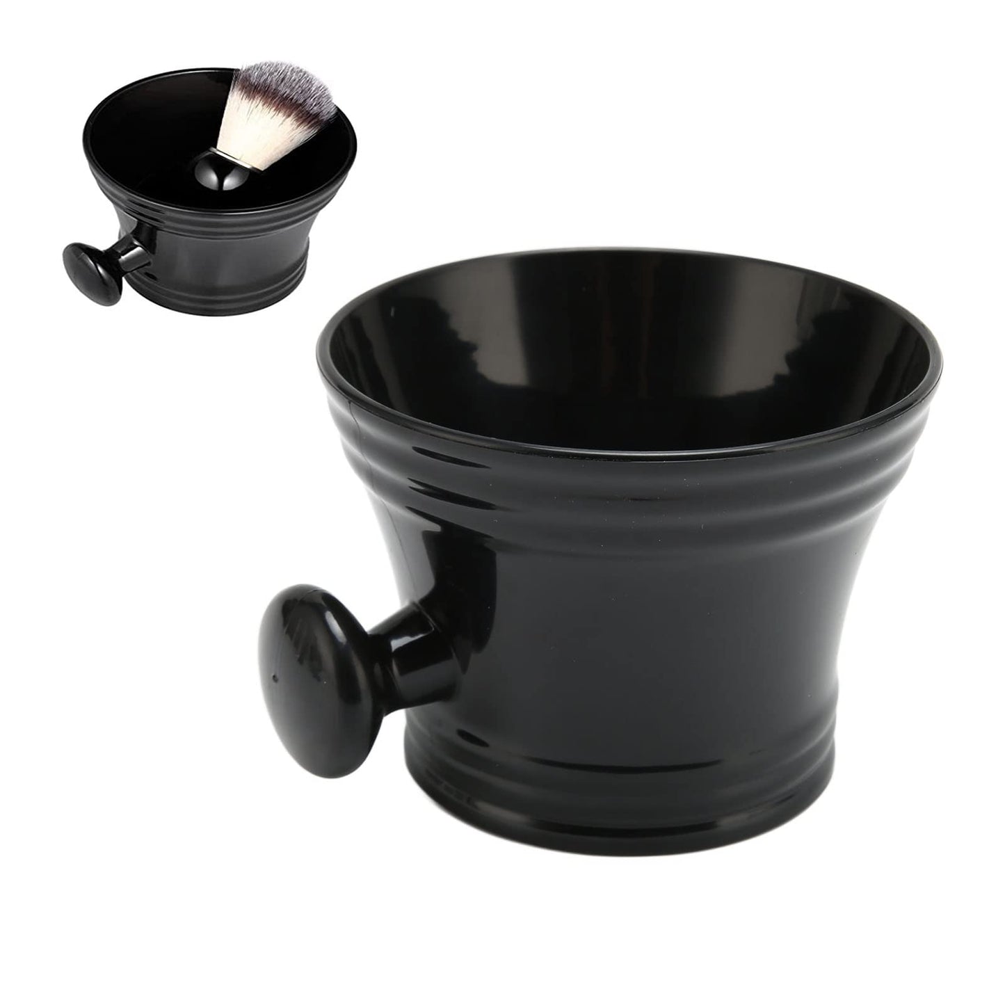 Shaving Soap Bowl Black Plastic Large Capacity Comfortable Grip Plastic Shaving Soap Bowl Foam Shaving Soap Cream Bowl Men Shaving Bowl Shave Mug with Handle for Barber Home Travel