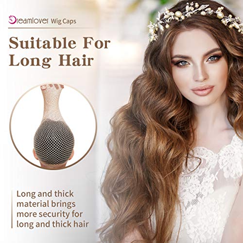 Dreamlover Hair Net for Long Hair, Mesh Wig Caps for Women, Natural Nude, 2 Pieces