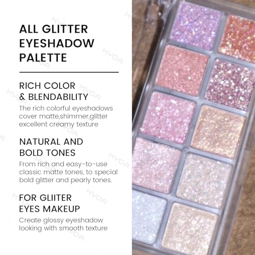 KYDA 10 Colors Glitter Eyeshadow Palette - Shimmer & Matte