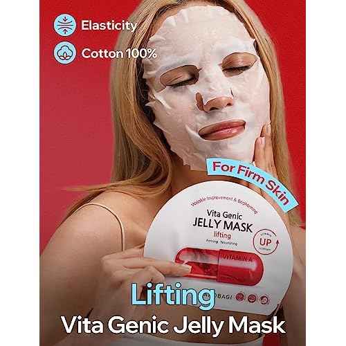 BANOBAGI Vita Genic Jelly Pore Tightening Face Masks Beauty w/Essence & 11 Vitamin Complex | Korean Face Mask Skin Care Sheet | Moisturizing Face Mask Facial Care for Oily Skin (1.8 fl oz, 10 Sheets)