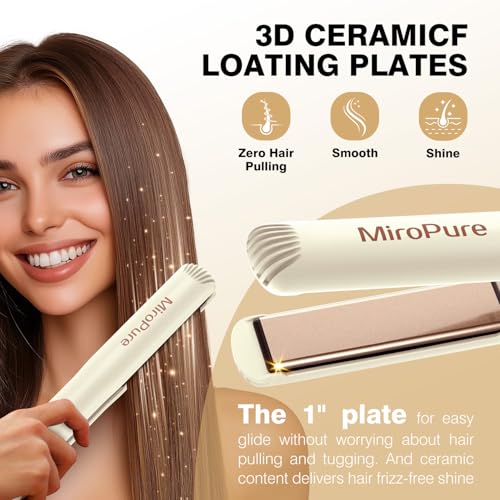 MiroPure 1-Inch Flat Iron Hair Straightener & Curler with 3D Ceramic Plates