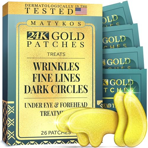 Forehead and Under Eye Wrinkle Patches for Face - Collagen, Hyaluronic Acid and Vitamin A Skin Pads - Forehead Line Remover Wrinkle Eye Patch Set - 52 Golden Sachets
