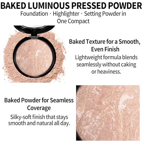 Baked Luminous Pressed Powder–Foundation, Highlighter & Setting Powder