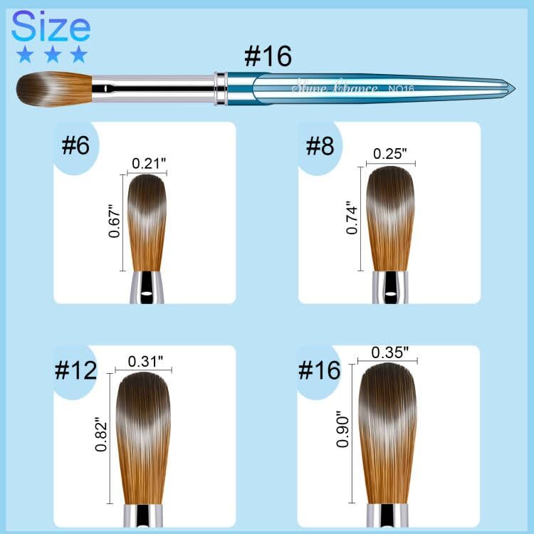 Shine Chance 4pc Blue Acrylic Nail Brush Set - Kolinsky Hair Manicure Tools