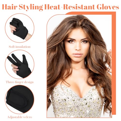 4pcs 3-Finger Heat Resistant Gloves for Curling Iron & Hair Styling