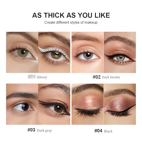MAEPEOR Matte Gel Eyeliner 12 Colors Smooth Cream Eye Liner Pen Smudge-proof and Waterproof Gel Eyeliner Stick for Women Girls (Matte, L03 Drak Gray)