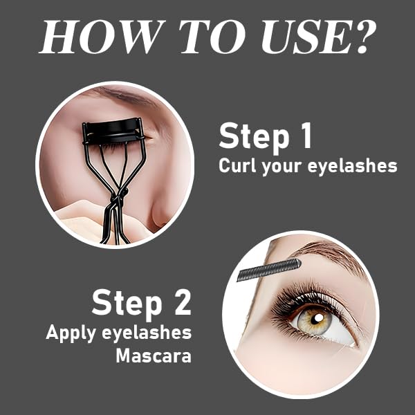 Metal Wand Mascara Waterproof, Black Liquid Lash Extensions with Eyelash Curler