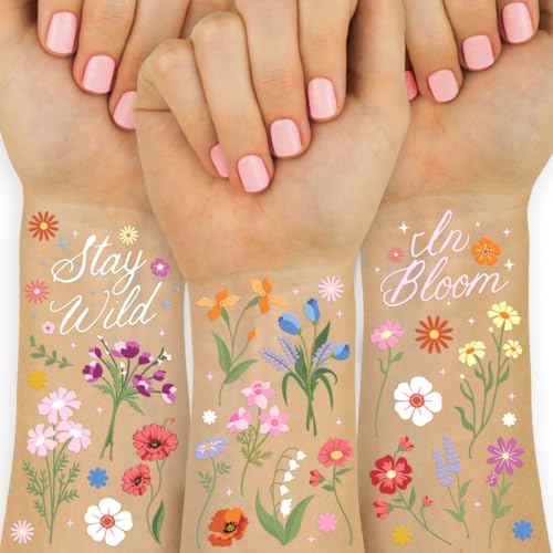 xo, Fetti Wildflower Temporary Tattoos - 82 Pastel Floral Designs