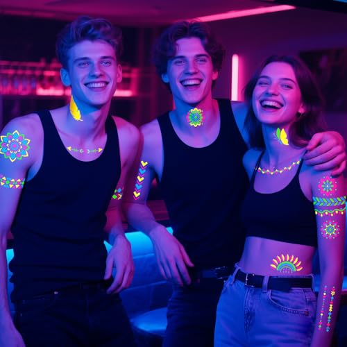 UV Neon Face Paint Markers + 57 Stencils