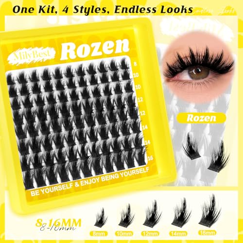 MilyBest 4 Styles Lash Clusters Kit with Bottom Lashes & Glue (Mini Boxes)