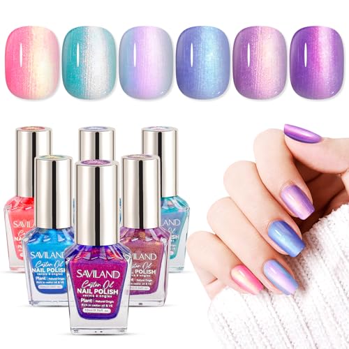 SAVILAND Pink Nail Strengthener & Ombre Nail Polish Set - 15ml + 6 Colors