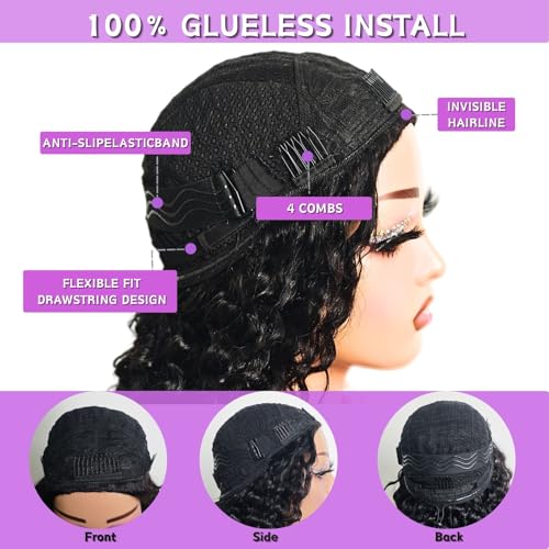 Pinketer Burmese Curly Half Wig Human Hair 14" Glueless
