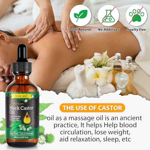 Uocasi 2Pack Jamaican Black Castor Oil, 100% Pure Cold Pressed in Glass Bottles, Body Massage, Hair Growth, Eyebrow Nourishment, 4.04 Oz