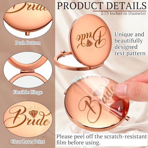 Barydat 8-Piece Bridesmaid Compact Mirror Set Rose Gold