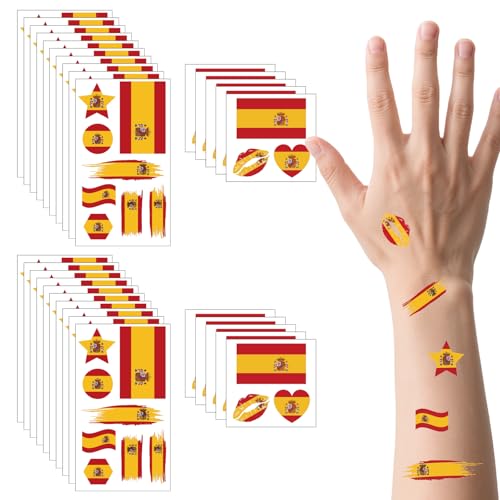Spanish Flag Temporary Tattoos - 190pc Waterproof Tattoo Stickers