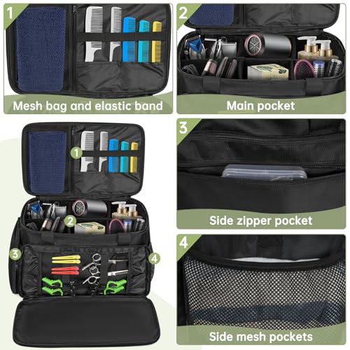 TORIBIO Large Barber Tool Bag with Dividers & Shoulder Strap