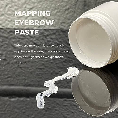 Brow Mapping Kit with White Brow Paste [Large 15g Bottle] White Brow Mapping String [30 m ] and 2 Eyebrow Brush Set for Microblading Supplies, PMU Supplies and Brow Brush Microblading Kit; Brow brush