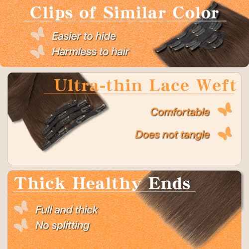 Remy Hair Extensions Clip in Human Hair Dark Brown Clip in Extensions Real Human Hair 14 Inch Real Hair Extensions Clip in Human Hair Straight Human Hair Clip Ins 100g 7Pcs