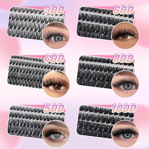 DIY Cluster Lash Extensions Kit - Mix 30D-100D 8mm-16mm