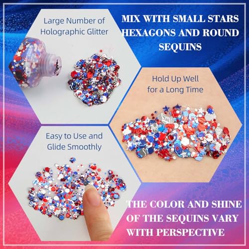4th of July Body Glitter Stick - Red White Blue, 2 Pack
