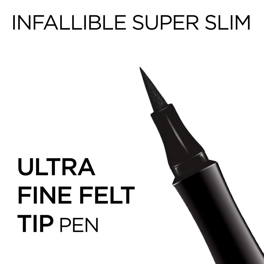 L'Oreal Paris Makeup Infallible Super Slim Long-Lasting Liquid Eyeliner, Ultra-Fine Felt Tip, Quick Drying Formula, Glides on Smoothly, Brown, Pack of 2