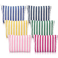 Abbylike 6-Pc Pastel Striped Canvas Makeup Bag Set