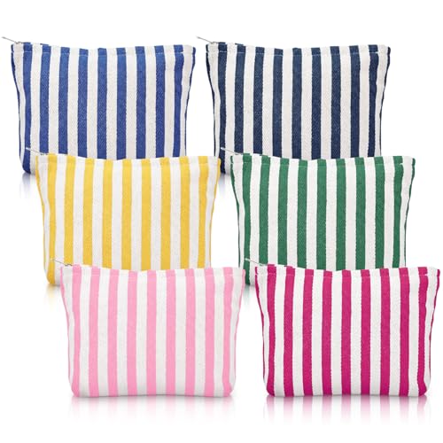 Abbylike 6-Pc Pastel Striped Canvas Makeup Bag Set