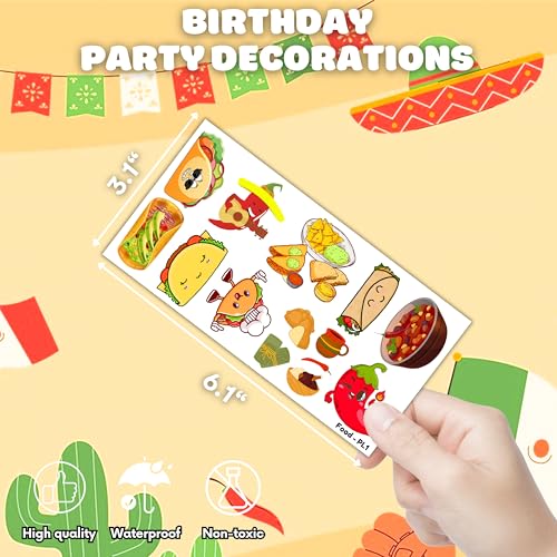 100 PCS Mexico Food Fiesta Temporary Tattoos | Party Favors