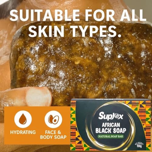 African Black Soap Bar ? African Soap for oily Skin, Ghana Black Face & Body Wash | Face and Body moisturizing cleanser 1 Count.