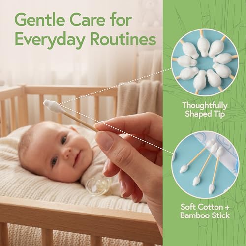Bamboo Cotton Swabs 200-Pack - Baby Safe Ear Cleaning