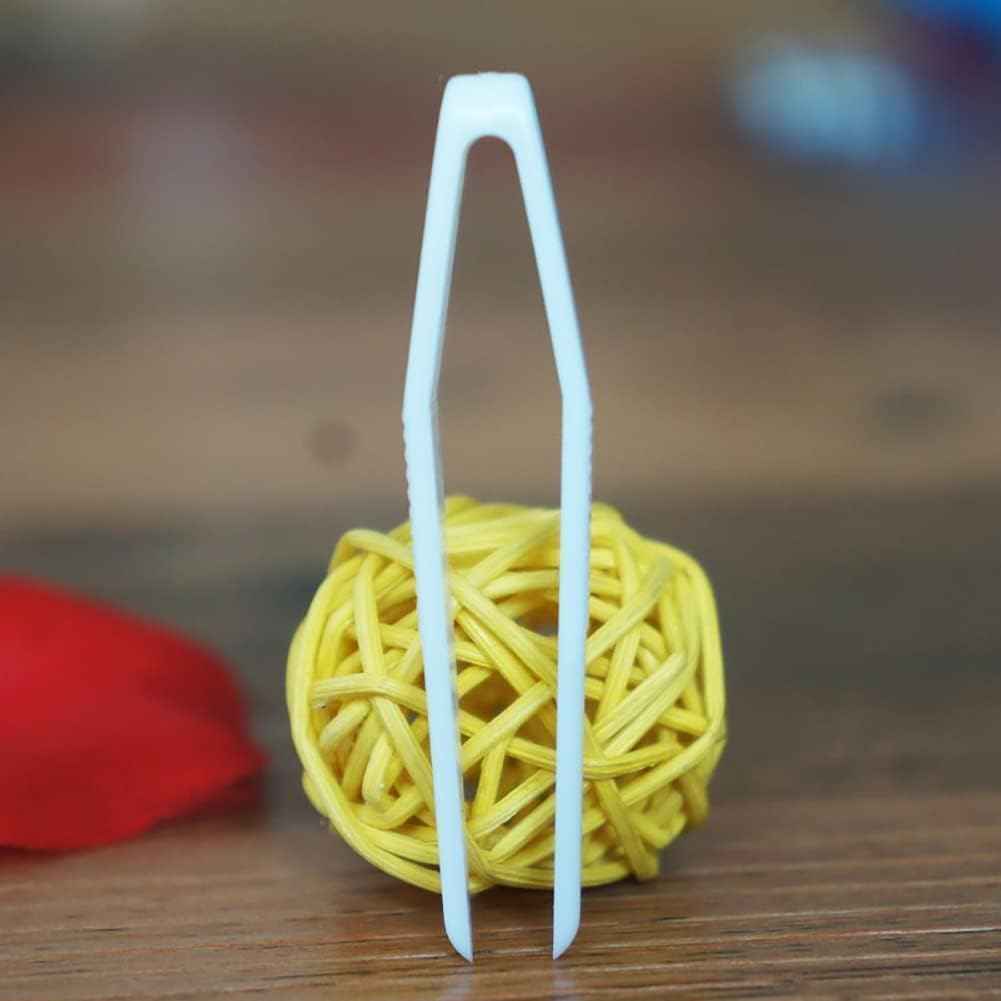 50 Pcs White Mini Plastic Tweezers Contact Lens Clip Beauty Tweezers Makeup Tool Hair Removal for Double Eyelid, Ideal for Picking and Placing Beads Craft supplies