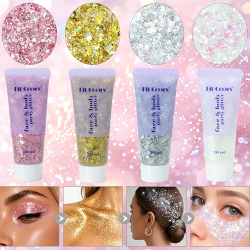 Glitter Gel & Clip-in Hair Extensions Set - Festival Party Glow Kit