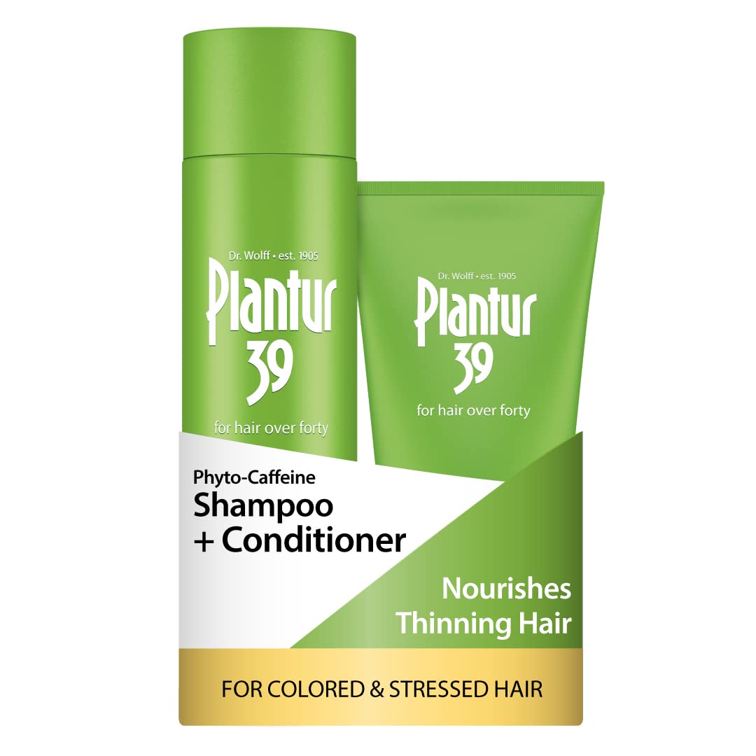 Plantur 39 Phyto-Caffeine Shampoo and Conditioner Set for Colored, Stressed Hair - 8.45 fl oz and 5.07 fl oz