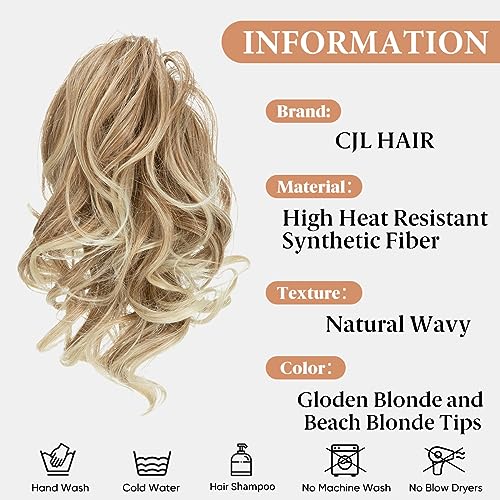 CJL HAIR Claw Clip Ponytail Extensions - Bendable Synthetic Hair Piece