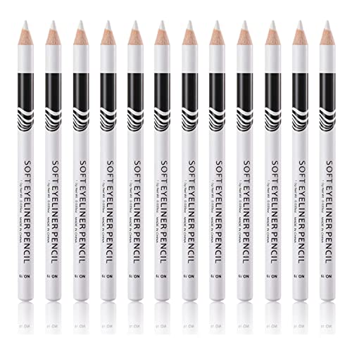 White Eyebrow Eyeliner Pencils Set – 12 Pack Highlighting Pen