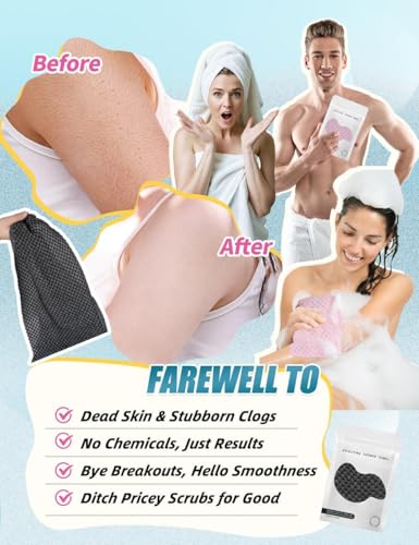 Exfoliating Shower Towel 48" - Dual-Sided Body Scrub Cloth