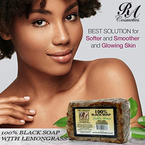 RA Cosmetics 100% Black Soap, Lemon Grass, 5 oz