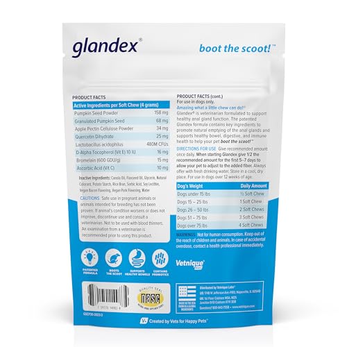 Glandex Anal Gland Soft Chew Treats with Pumpkin for Dogs Digestive Enzymes, Probiotics Fiber Supplement for Dogs Boot The Scoot (Pork Liver Chews, 30ct)