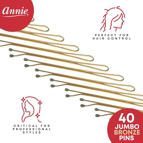Annie Jumbo Hair Roller Pins Set - 2 3/4 Inch Bronze Metal Clips - 40 Count - Variation of THIS listing