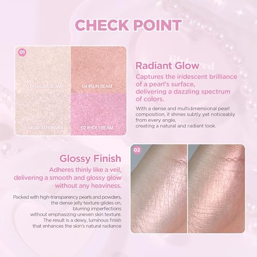 lilybyred Luv Beam Glow Veil | Korean Heart-Shaped Highlighter, Illuminating Shimmer, Radiant Glow, Silky Powder Texture, Buildable & Blendable, Lightweight & Long-Lasting, 0.11 oz. (03 Sugar Beam)