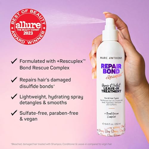 Marc Anthony Bond Repair Leave In Hair Conditioner Treatment for Dry & Damaged Hair, Repair Bond - Treatment & Deep Conditioning Moisturizer Reduces Breakage & Flyaways - Fights & Reduces Frizz
