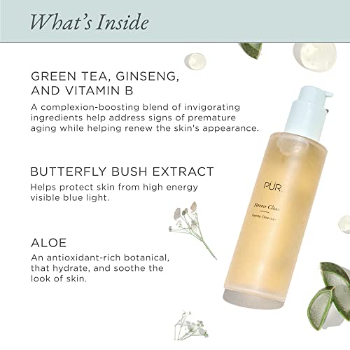 P?R MINERALS Forever Clean Gentle Facial Cleanser, Sulfate-Free Makeup Remover, Vegan-Friendly Formula, Green Tea, Aloe Vera