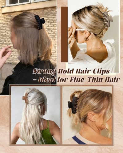 Mesovor 4 Pack 3.5" Double Row Claw Clips for Thin Hair