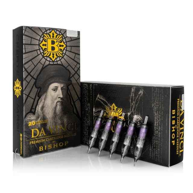 Bishop Tattoo Da Vinci V2 Cartridges - Bugpin - 10 Gage With 03 Pins - Round Liner Long - 20 Cartridges
