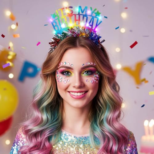 Glow-in-the-Dark Happy Birthday Headband for Women