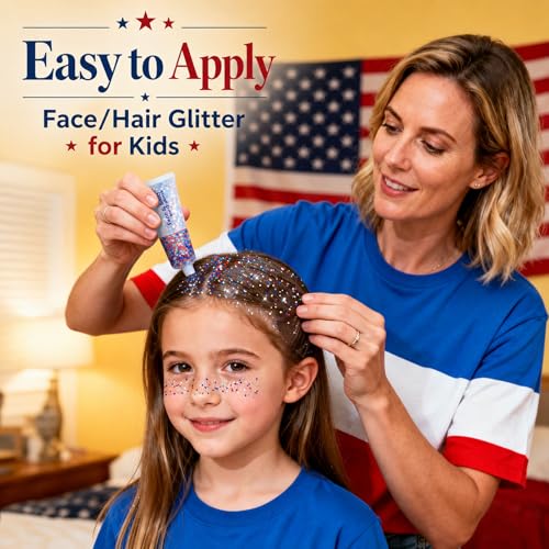 Go Ho Patriotic Red White and Blue Body Glitter Gel for 4th of July