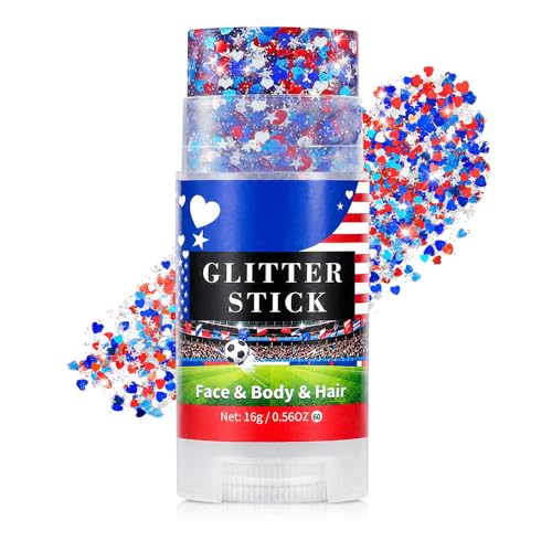 Go Ho Red White Blue Glitter Stick - Waterproof Face & Body Makeup