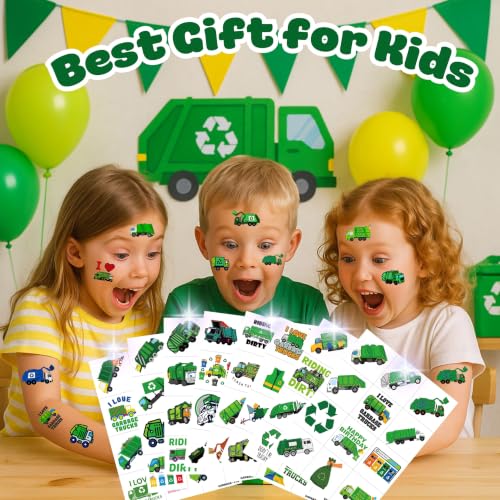 96 Garbage Truck Temporary Tattoos for Kids | Party Favors