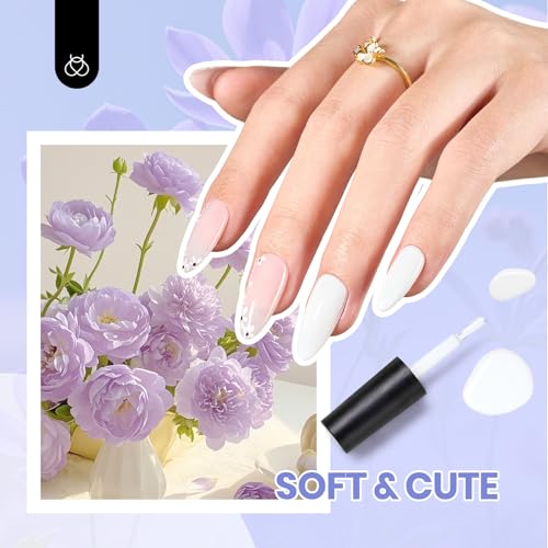 Beetles White Gel Nail Polish Kit with UV Light - 5 Pcs DIY Starter Set