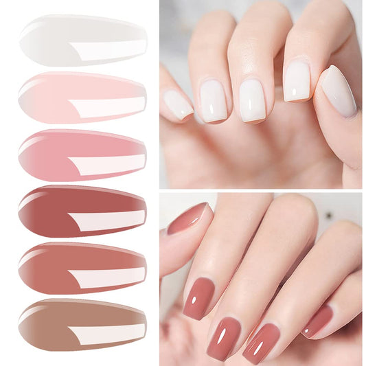 Vishine Jelly Milky White Pink Nude Transparent Gel Nail Polish Set of 6 Glass Sheer Colors Gel Polish Kit UV LED Soak Off Nail Art Varnish 8ml